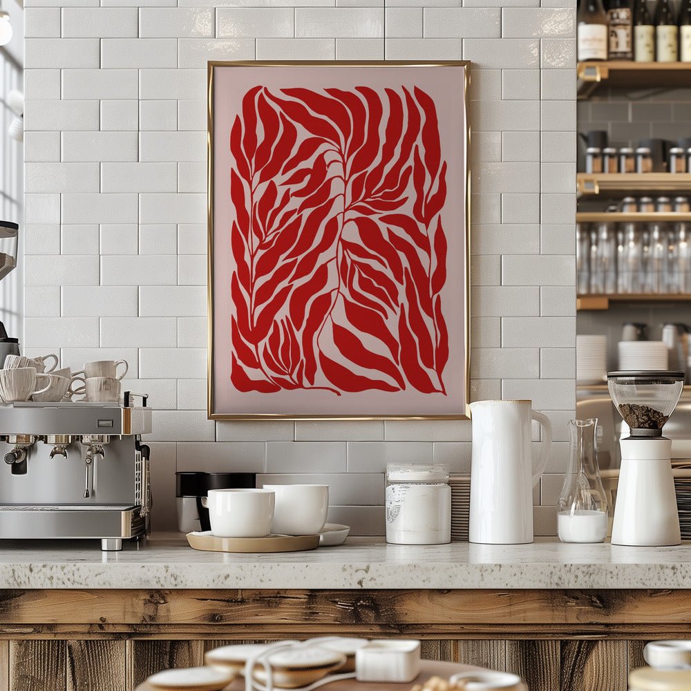 Red Leaf Harmony - Stretched Canvas, Poster or Fine Art Print - I Heart Wall Art - Poster Print, Canvas Print or Framed Art Print