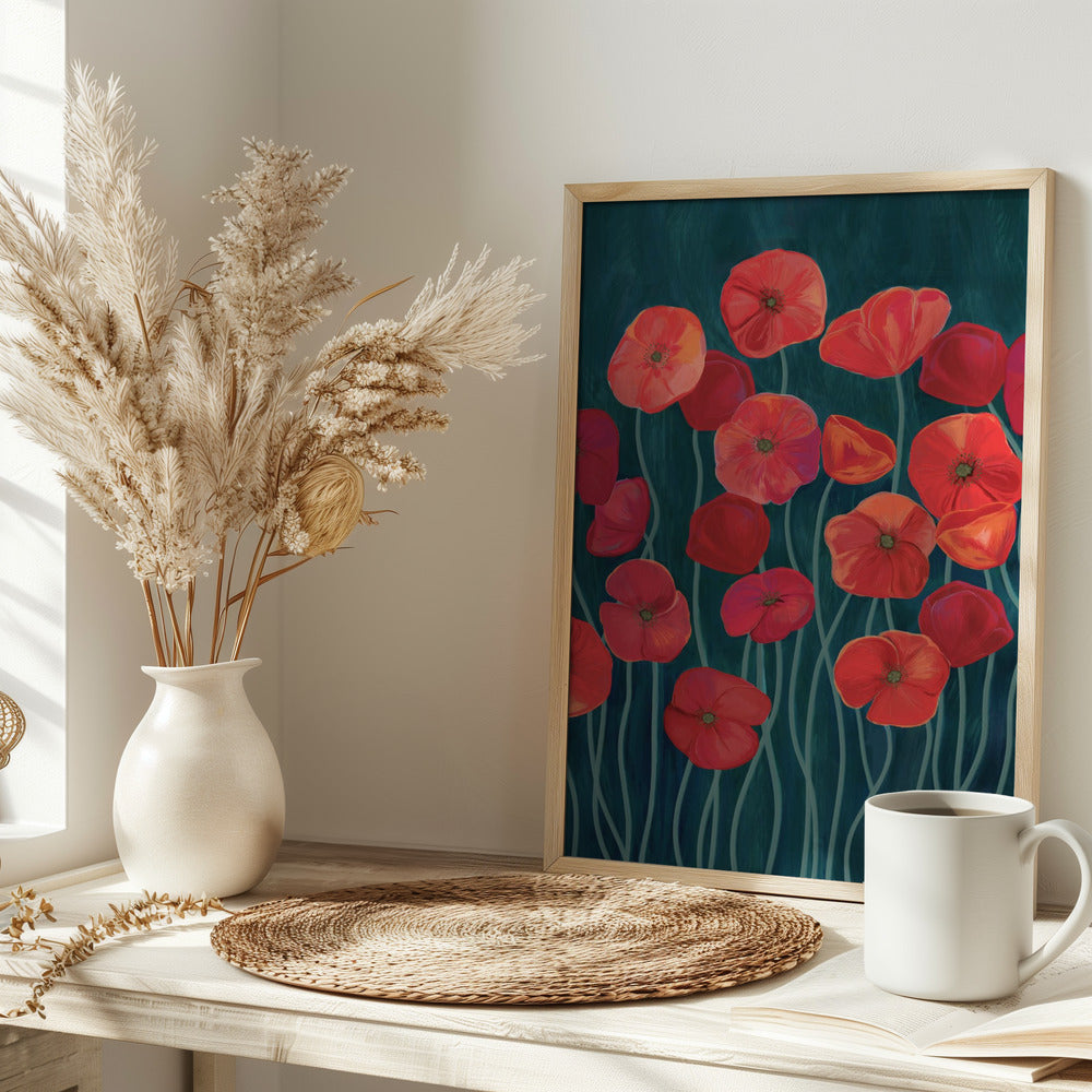 Red poppies - Stretched Canvas, Poster or Fine Art Print I Heart Wall Art