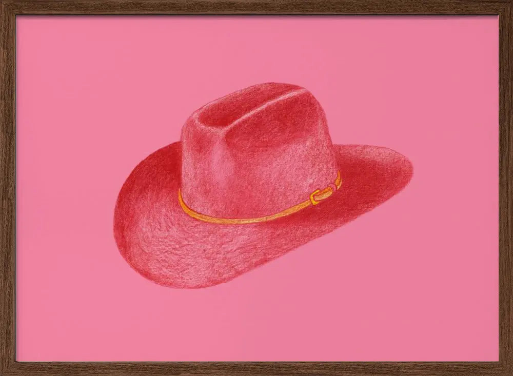 Red Stetson On Pink - Stretched Canvas, Poster or Fine Art Print I Heart Wall Art
