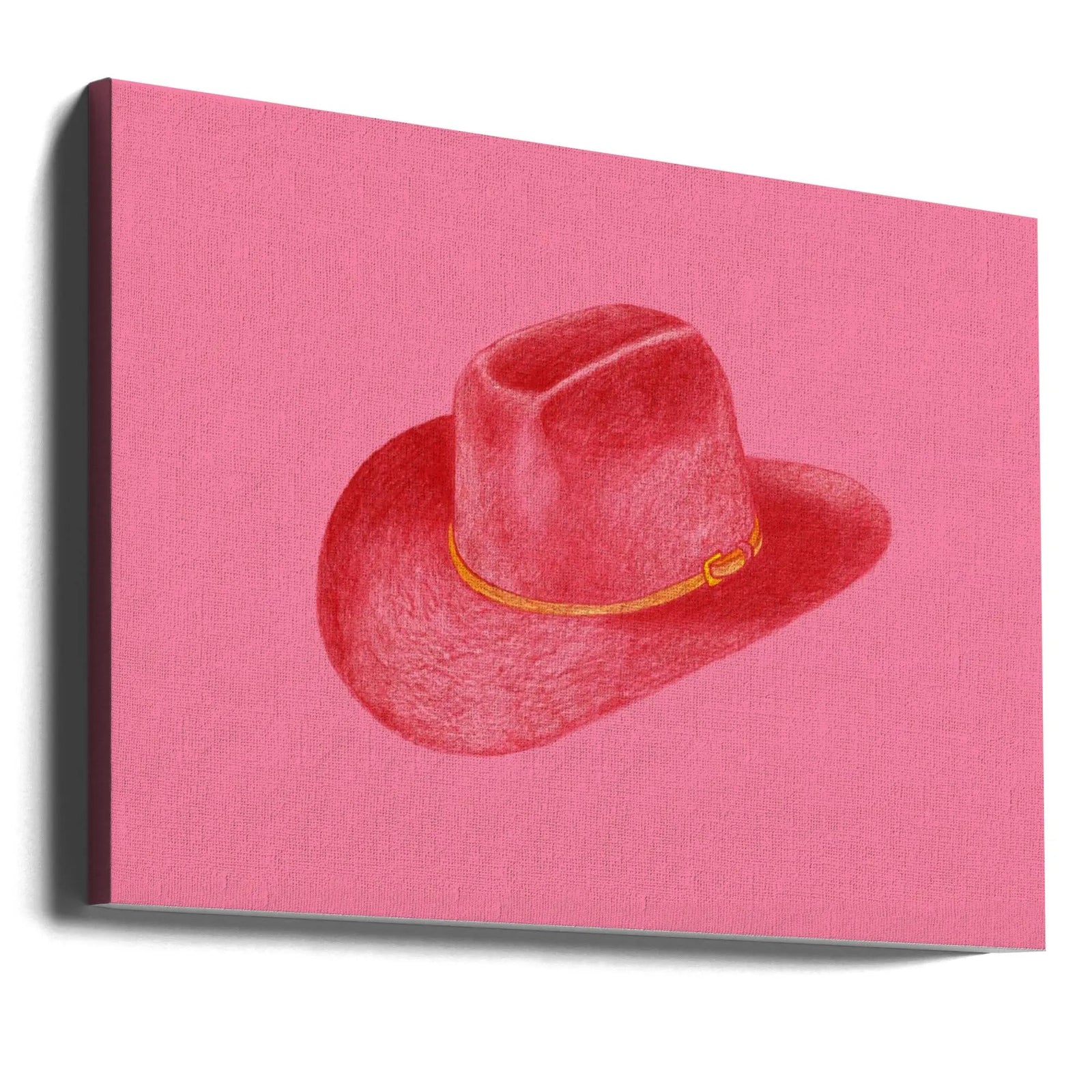 Red Stetson On Pink - Stretched Canvas, Poster or Fine Art Print I Heart Wall Art