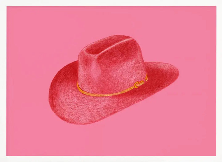 Red Stetson On Pink - Stretched Canvas, Poster or Fine Art Print I Heart Wall Art