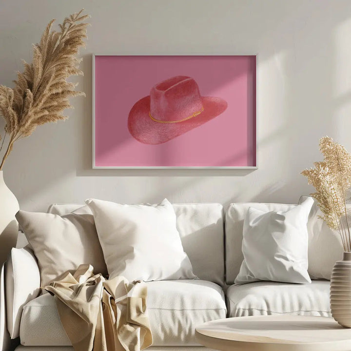 Red Stetson On Pink - Stretched Canvas, Poster or Fine Art Print I Heart Wall Art