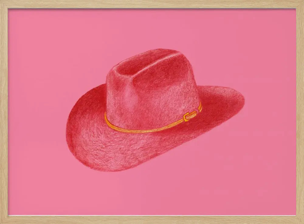 Red Stetson On Pink - Stretched Canvas, Poster or Fine Art Print I Heart Wall Art