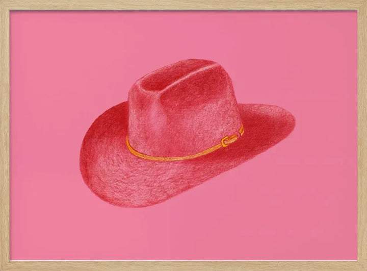 Red Stetson On Pink - Stretched Canvas, Poster or Fine Art Print I Heart Wall Art