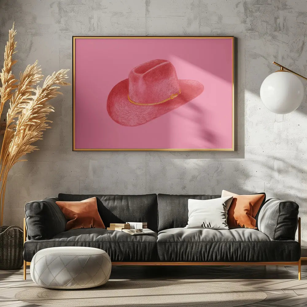 Red Stetson On Pink - Stretched Canvas, Poster or Fine Art Print I Heart Wall Art