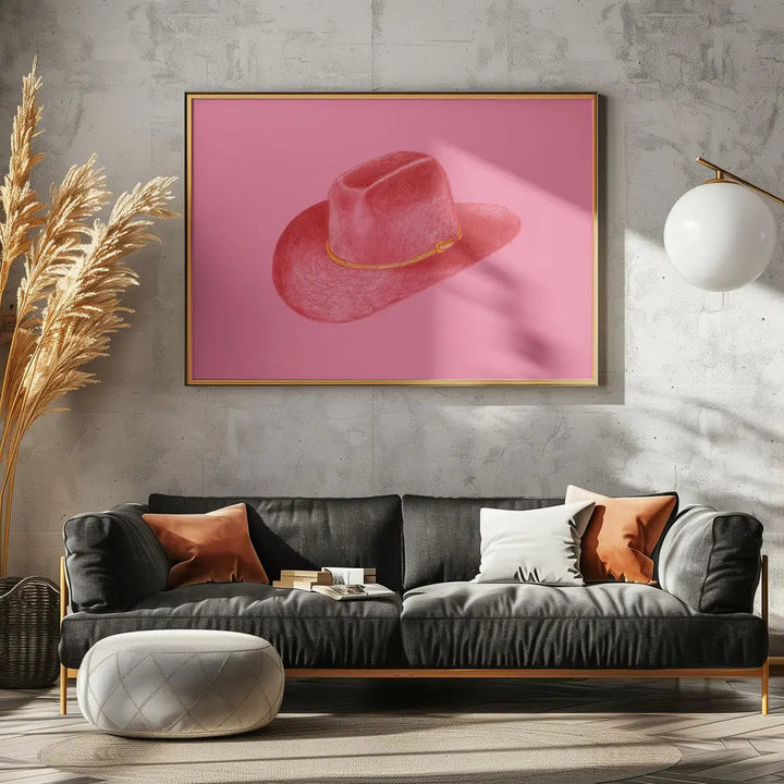 Red Stetson On Pink - Stretched Canvas, Poster or Fine Art Print I Heart Wall Art