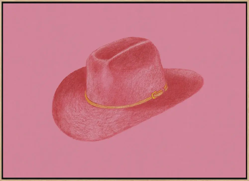 Red Stetson On Pink - Stretched Canvas, Poster or Fine Art Print I Heart Wall Art