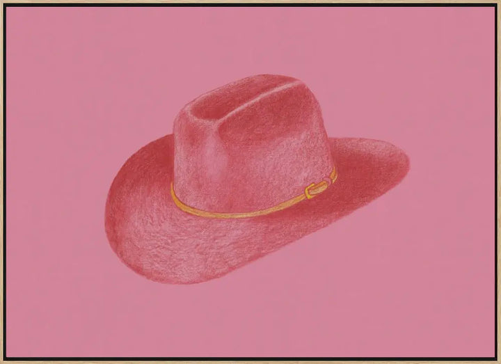 Red Stetson On Pink - Stretched Canvas, Poster or Fine Art Print I Heart Wall Art