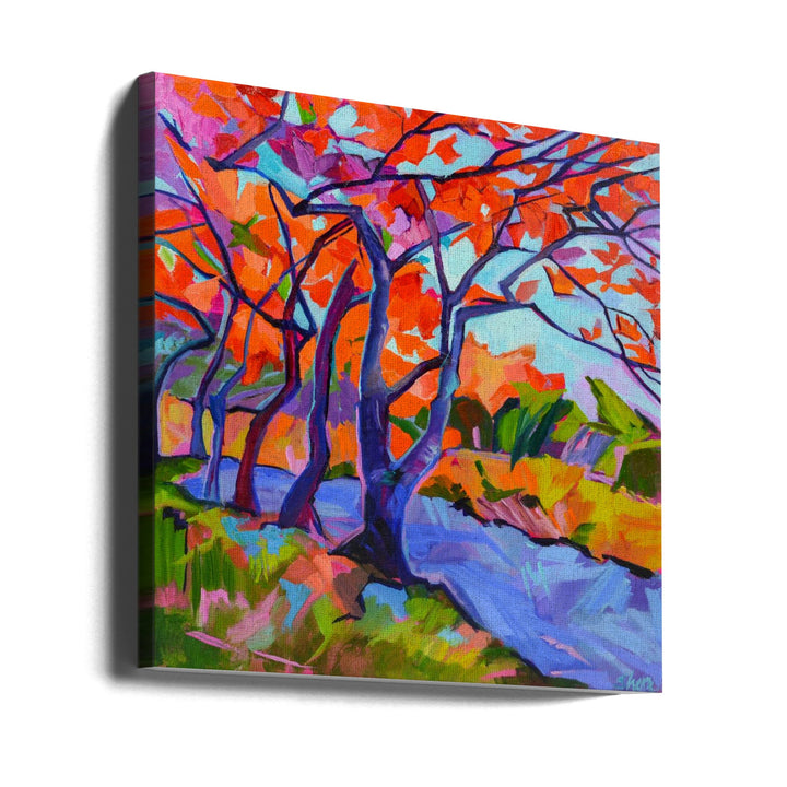 Red Trees - Square Stretched Canvas, Poster or Fine Art Print I Heart Wall Art