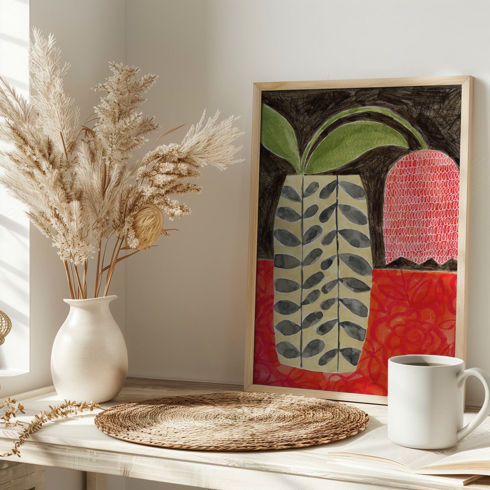 Red Tulip In A Modern Vase - Stretched Canvas, Poster or Fine Art Print - I Heart Wall Art - Poster Print, Canvas Print or Framed Art Print
