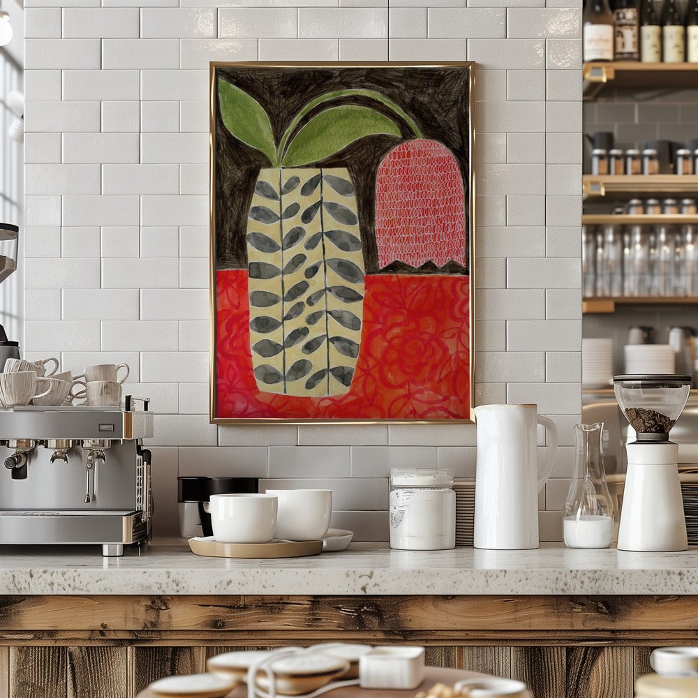 Red Tulip In A Modern Vase - Stretched Canvas, Poster or Fine Art Print - I Heart Wall Art - Poster Print, Canvas Print or Framed Art Print