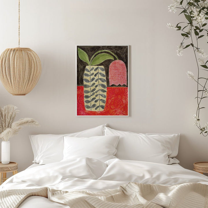 Red Tulip In A Modern Vase - Stretched Canvas, Poster or Fine Art Print - I Heart Wall Art - Poster Print, Canvas Print or Framed Art Print