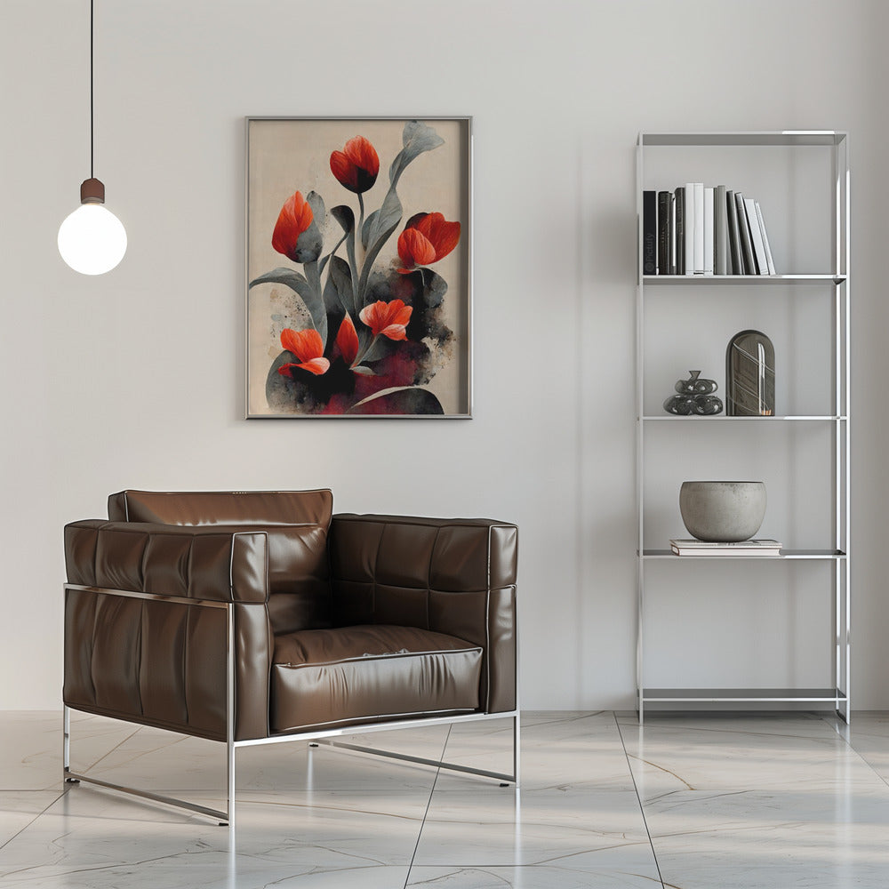 Red Tulips - Stretched Canvas, Poster or Fine Art Print I Heart Wall Art