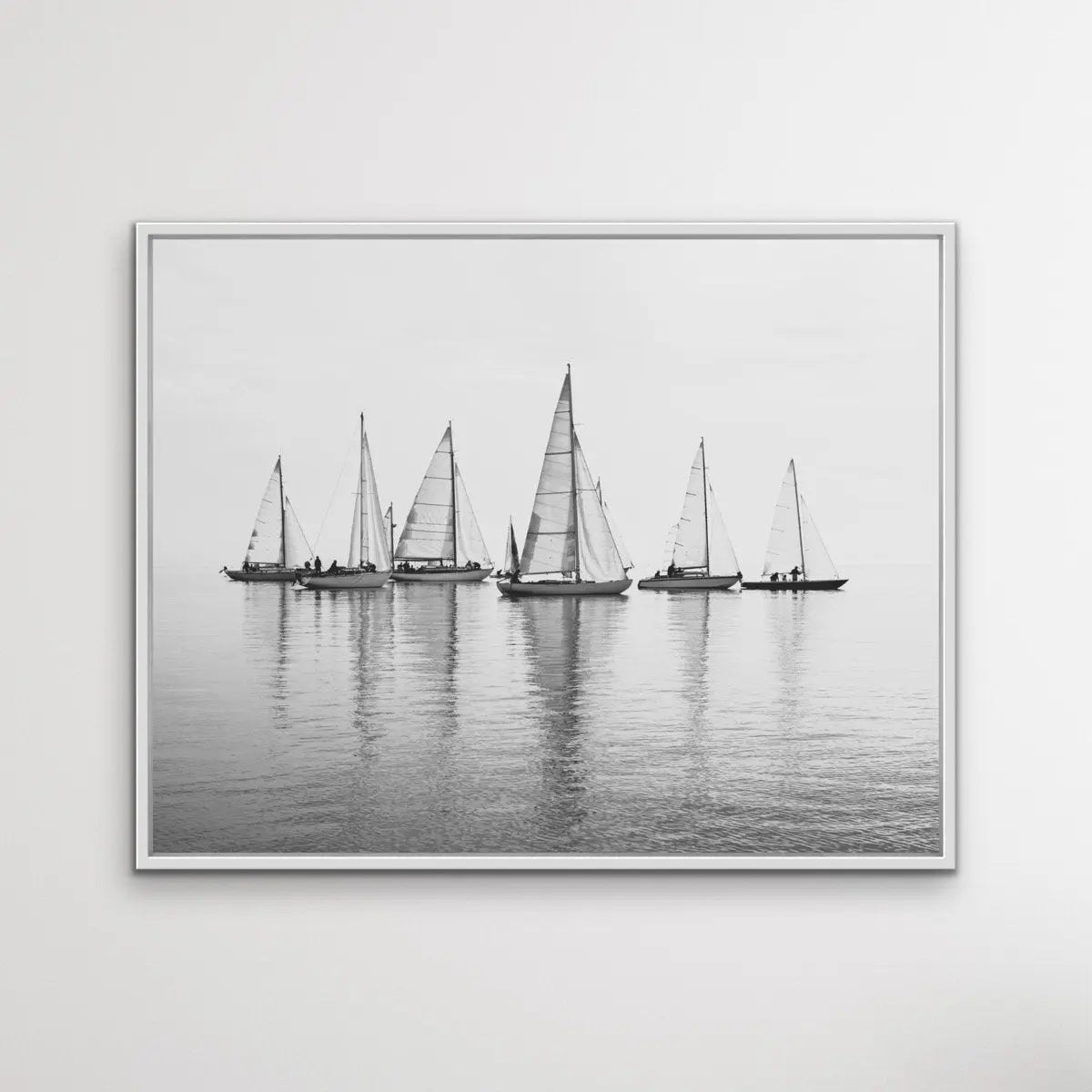 Regatta in Black and White - Hamptons Sailing Print On Canvas Or Framed Print - I Heart Wall Art