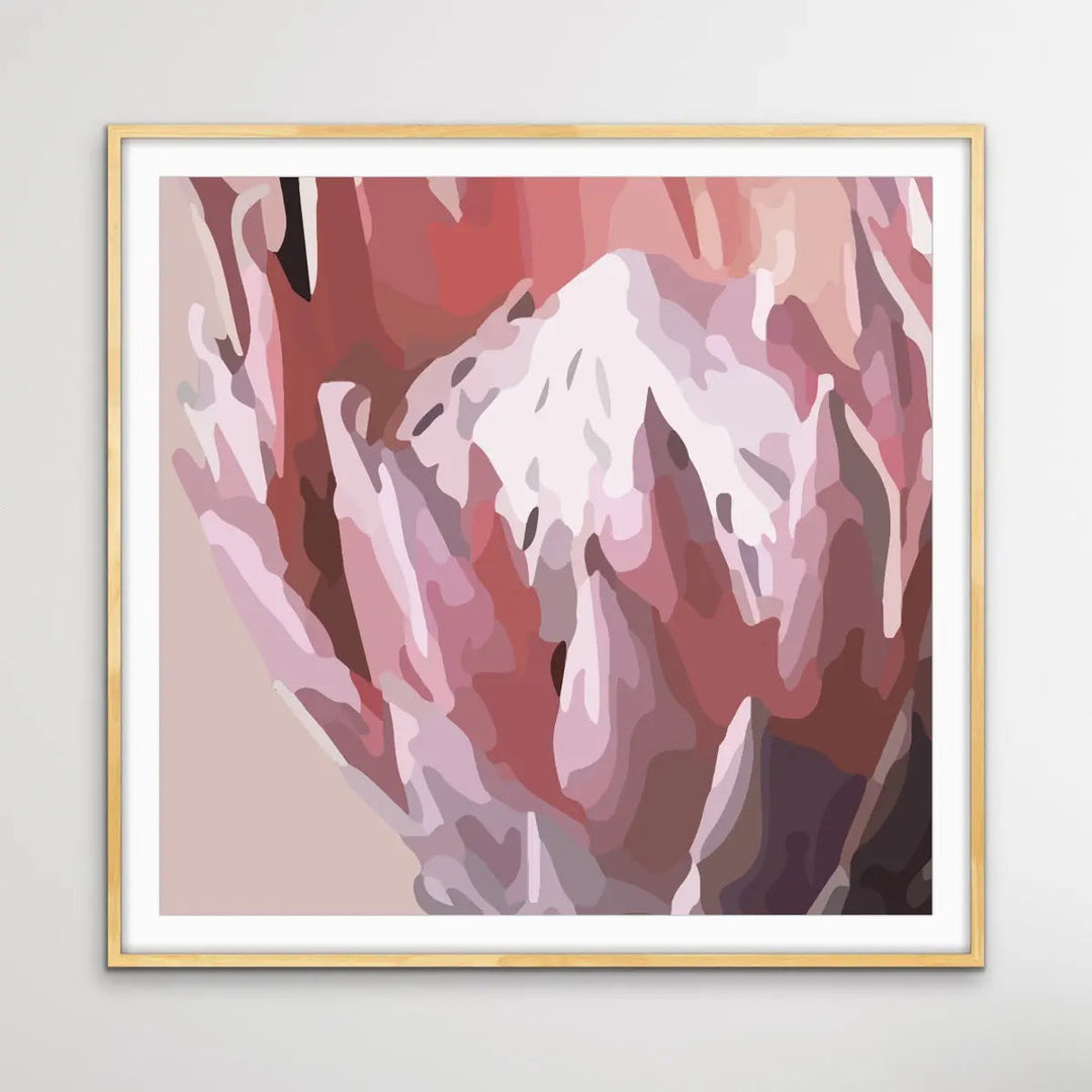 Remember Me - Pink Protea Floral Print Artwork On Paper Or Canvas - I Heart Wall Art