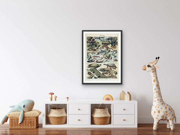 Reptiles Vintage Scientific Chart - Stretched Canvas Print or Framed Fine Art Print - Artwork I Heart Wall Art Australia