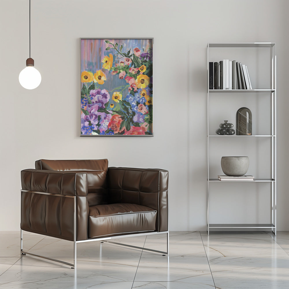 Retro Floral Bouquet - Stretched Canvas, Poster or Fine Art Print I Heart Wall Art
