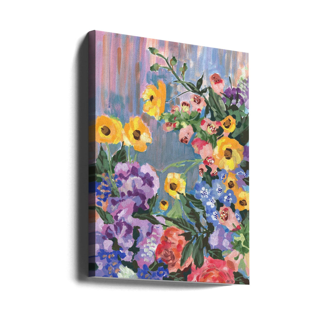 Retro Floral Bouquet - Stretched Canvas, Poster or Fine Art Print I Heart Wall Art