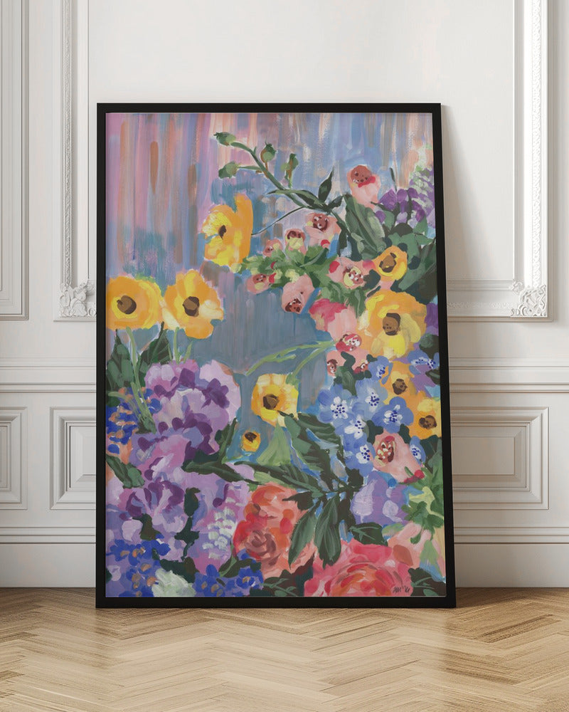 Retro Floral Bouquet - Stretched Canvas, Poster or Fine Art Print I Heart Wall Art