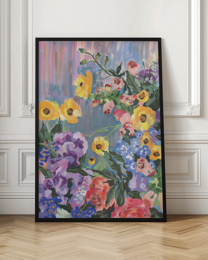 Retro Floral Bouquet - Stretched Canvas, Poster or Fine Art Print I Heart Wall Art