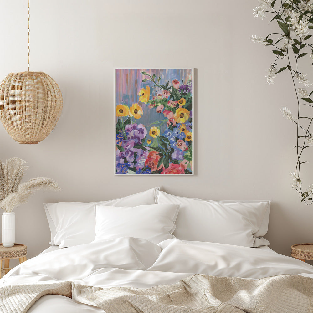 Retro Floral Bouquet - Stretched Canvas, Poster or Fine Art Print I Heart Wall Art