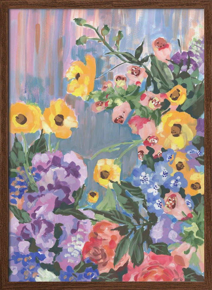 Retro Floral Bouquet - Stretched Canvas, Poster or Fine Art Print I Heart Wall Art