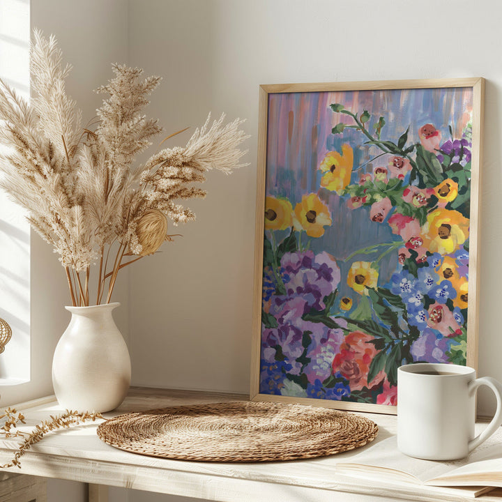 Retro Floral Bouquet - Stretched Canvas, Poster or Fine Art Print I Heart Wall Art