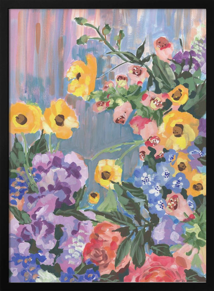 Retro Floral Bouquet - Stretched Canvas, Poster or Fine Art Print I Heart Wall Art