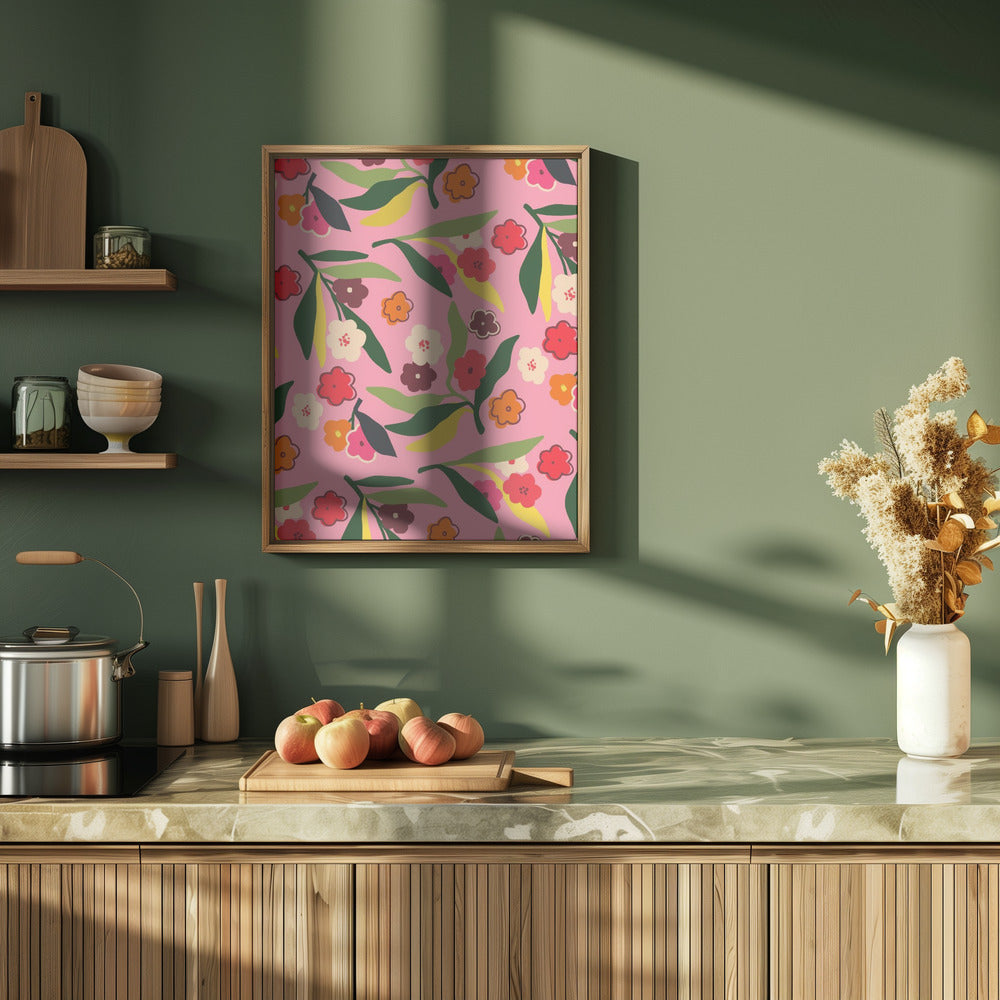 Retro Floral Fields - Stretched Canvas, Poster or Fine Art Print I Heart Wall Art