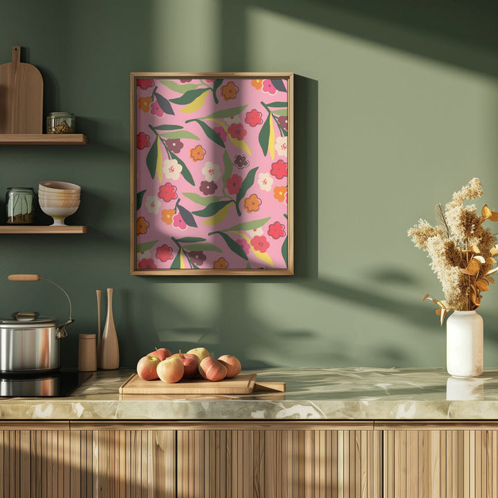 Retro Floral Fields - Stretched Canvas, Poster or Fine Art Print I Heart Wall Art