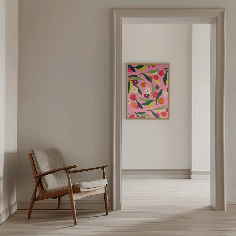 Retro Floral Fields - Stretched Canvas, Poster or Fine Art Print I Heart Wall Art