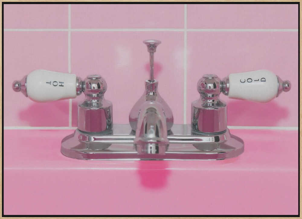 Retro Pink Sink Faucet - Stretched Canvas, Poster or Fine Art Print - I Heart Wall Art - Poster Print, Canvas Print or Framed Art Print