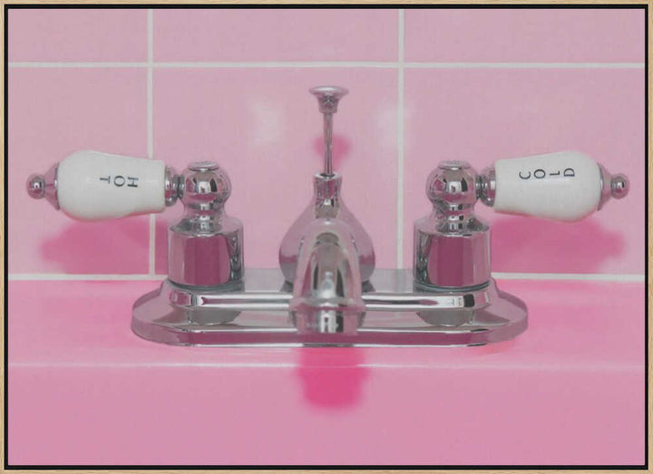 Retro Pink Sink Faucet - Stretched Canvas, Poster or Fine Art Print - I Heart Wall Art - Poster Print, Canvas Print or Framed Art Print