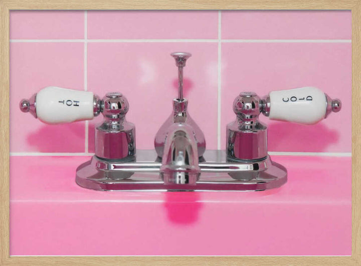 Retro Pink Sink Faucet - Stretched Canvas, Poster or Fine Art Print - I Heart Wall Art - Poster Print, Canvas Print or Framed Art Print
