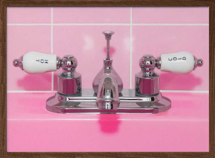 Retro Pink Sink Faucet - Stretched Canvas, Poster or Fine Art Print - I Heart Wall Art - Poster Print, Canvas Print or Framed Art Print