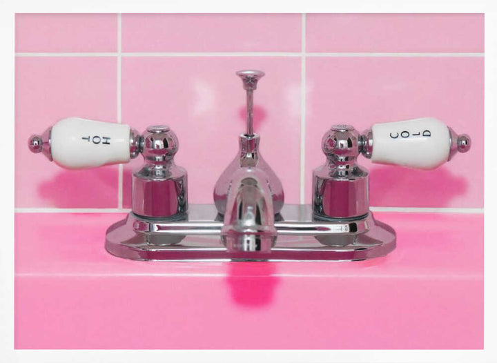 Retro Pink Sink Faucet - Stretched Canvas, Poster or Fine Art Print - I Heart Wall Art - Poster Print, Canvas Print or Framed Art Print