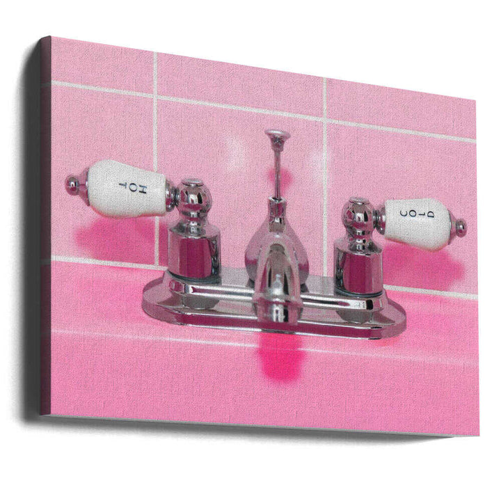 Retro Pink Sink Faucet - Stretched Canvas, Poster or Fine Art Print - I Heart Wall Art - Poster Print, Canvas Print or Framed Art Print