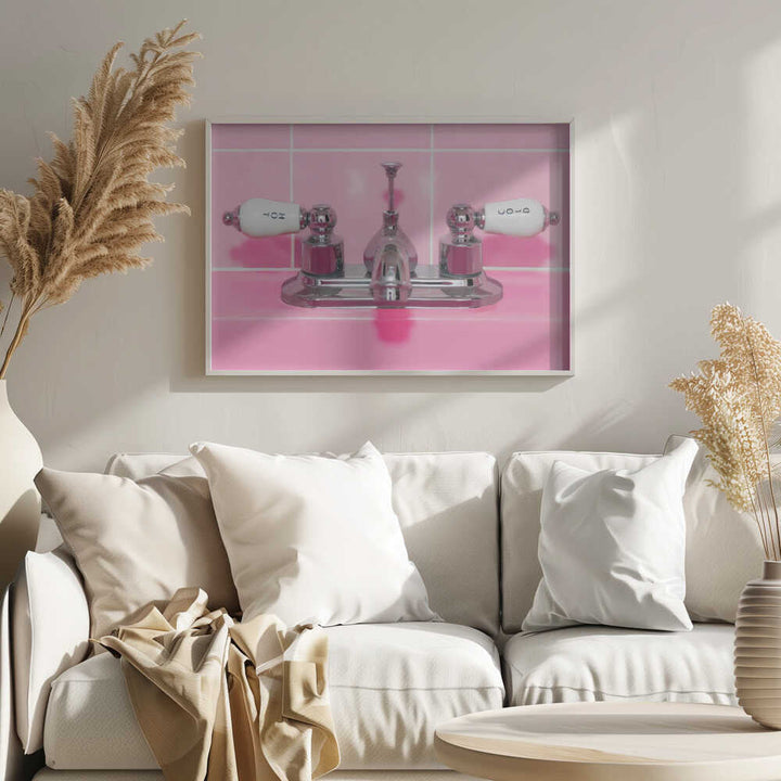 Retro Pink Sink Faucet - Stretched Canvas, Poster or Fine Art Print - I Heart Wall Art - Poster Print, Canvas Print or Framed Art Print