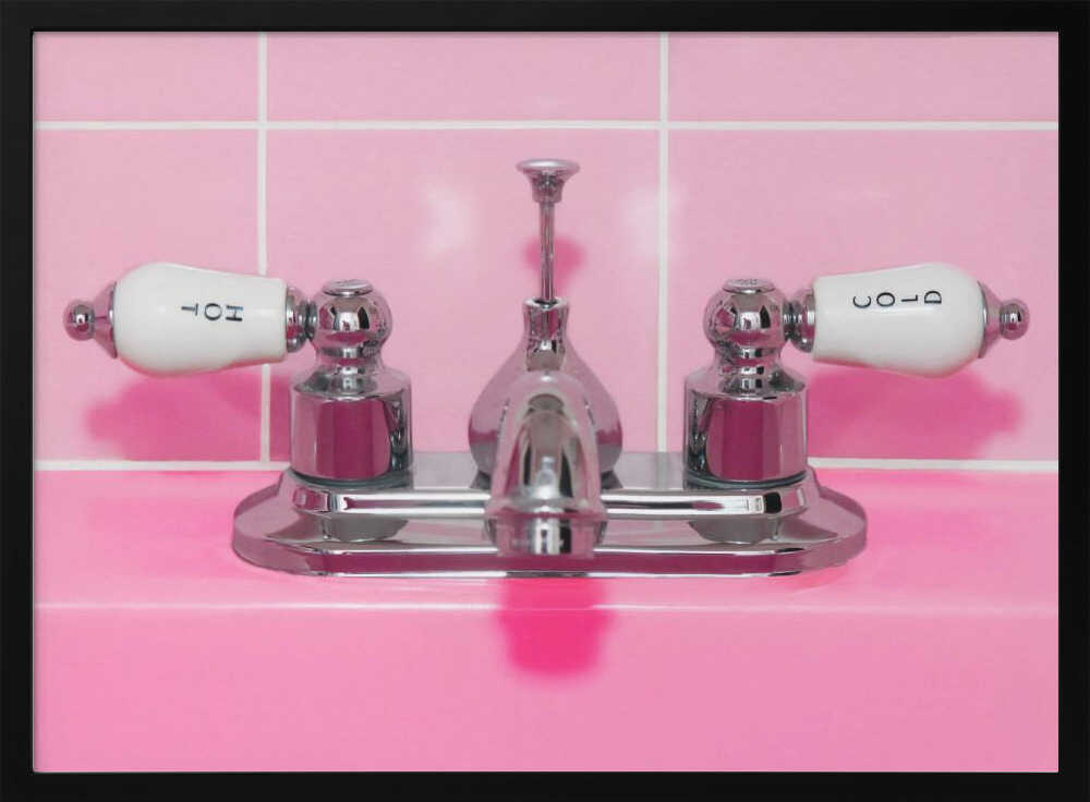 Retro Pink Sink Faucet - Stretched Canvas, Poster or Fine Art Print - I Heart Wall Art - Poster Print, Canvas Print or Framed Art Print