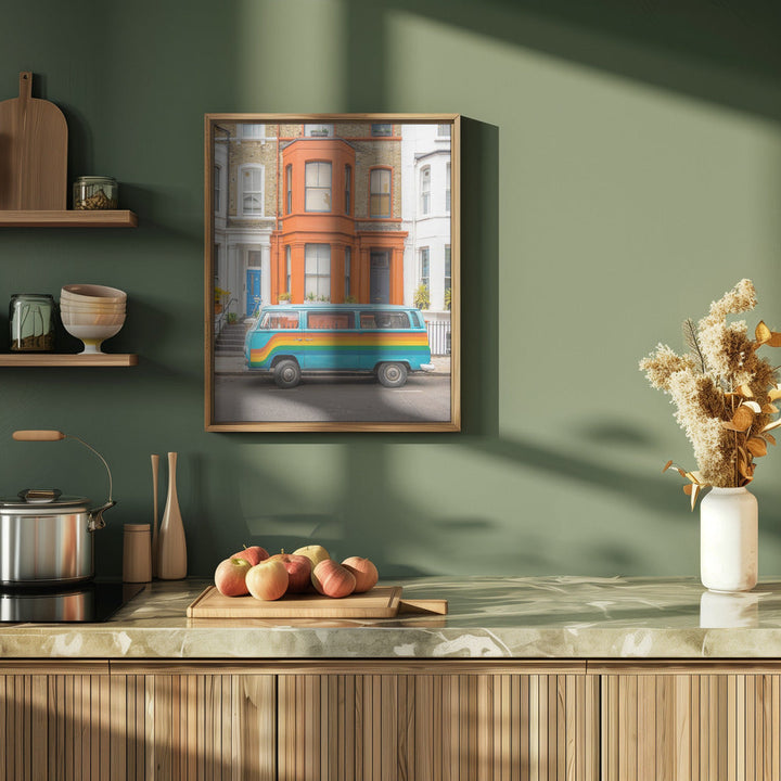 Retro Rainbow Van - Stretched Canvas, Poster or Fine Art Print I Heart Wall Art