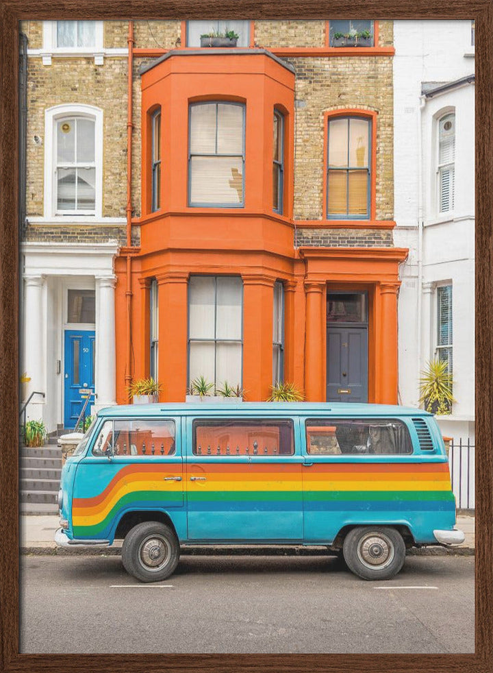 Retro Rainbow Van - Stretched Canvas, Poster or Fine Art Print I Heart Wall Art