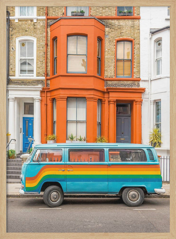 Retro Rainbow Van - Stretched Canvas, Poster or Fine Art Print I Heart Wall Art
