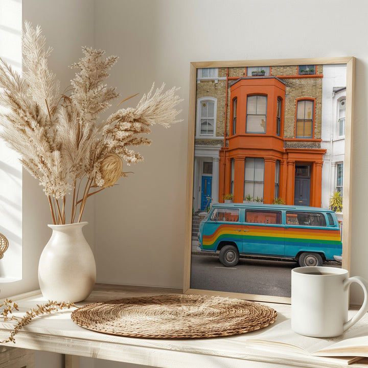 Retro Rainbow Van - Stretched Canvas, Poster or Fine Art Print I Heart Wall Art