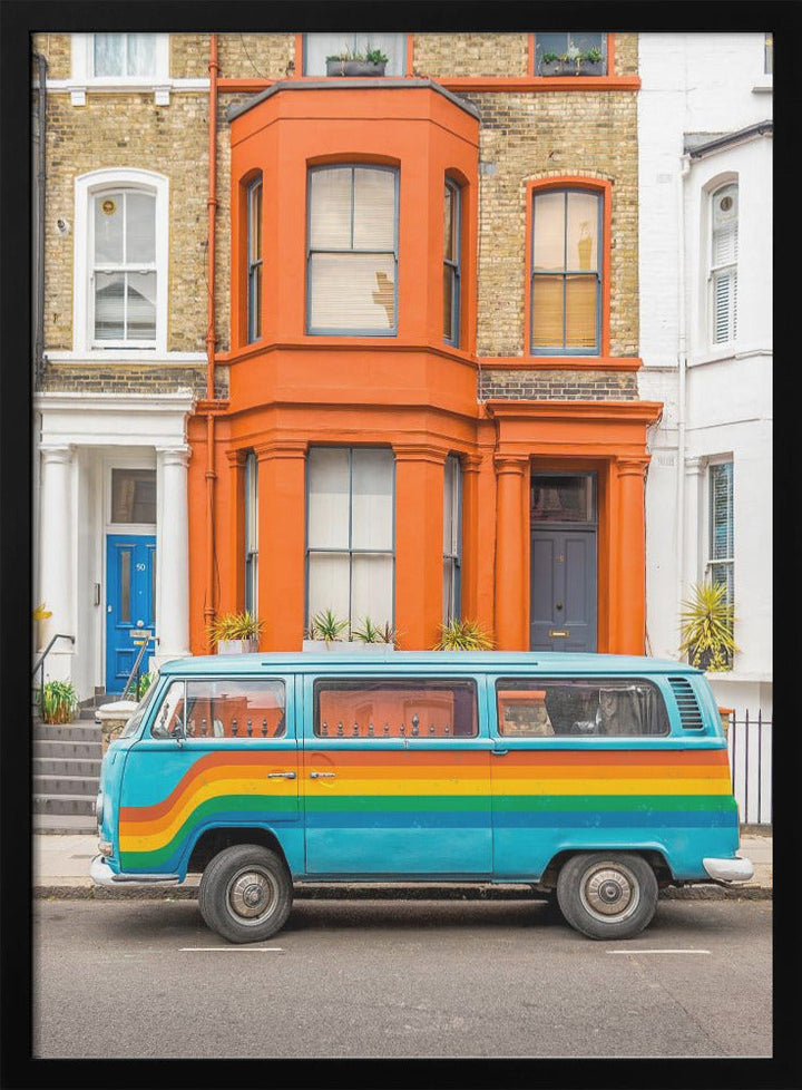 Retro Rainbow Van - Stretched Canvas, Poster or Fine Art Print I Heart Wall Art