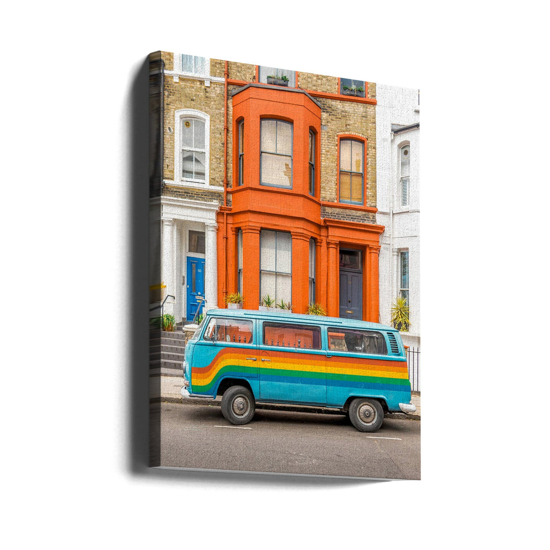 Retro Rainbow Van - Stretched Canvas, Poster or Fine Art Print I Heart Wall Art