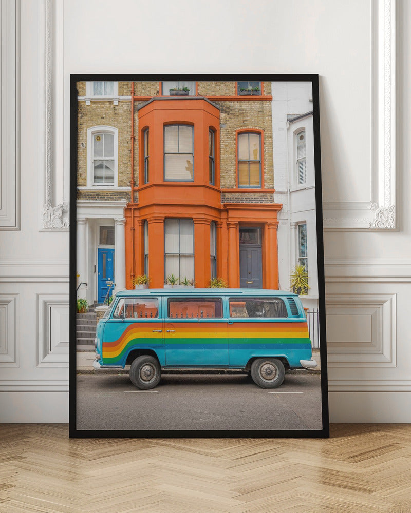 Retro Rainbow Van - Stretched Canvas, Poster or Fine Art Print I Heart Wall Art