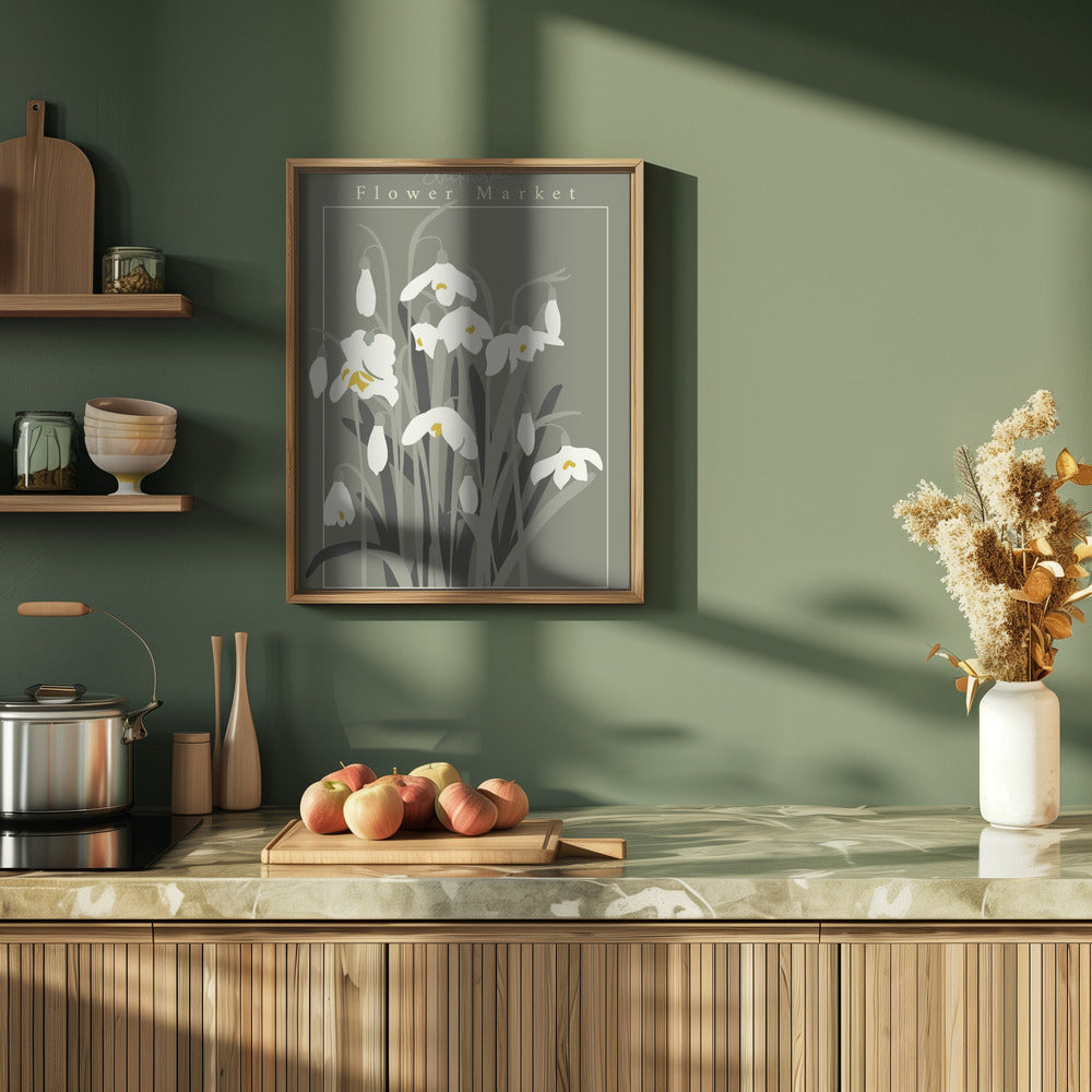 Reworked Flower Market Stockholm Snowdrop - Stretched Canvas, Poster or Fine Art Print I Heart Wall Art