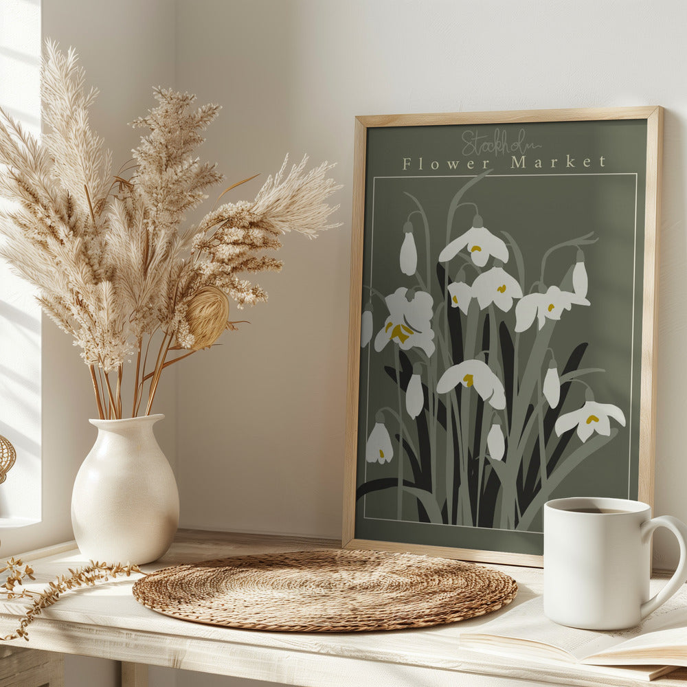 Reworked Flower Market Stockholm Snowdrop - Stretched Canvas, Poster or Fine Art Print I Heart Wall Art