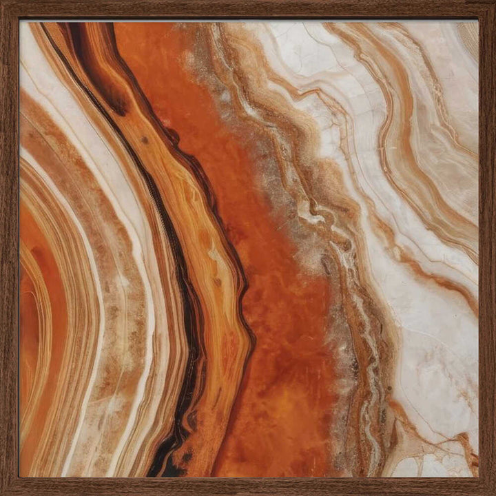 Rich Orange Agate Flow - Square Stretched Canvas, Poster or Fine Art Print - I Heart Wall Art - Poster Print, Canvas Print or Framed Art Print