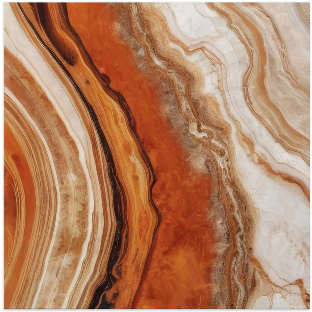Rich Orange Agate Flow - Square Stretched Canvas, Poster or Fine Art Print - I Heart Wall Art - Poster Print, Canvas Print or Framed Art Print